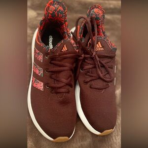 Adidas Women's Maroon Sneakers with Floral Accents